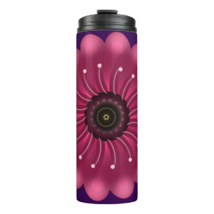 Leuchtende rosa Fantasy-Blume   Abstrakte neonfarb Thermosbecher