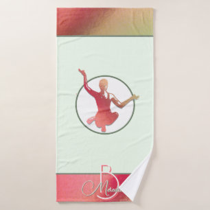 Leuchtende rosa Yogi-Silhouette Badehandtuch