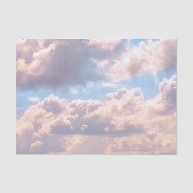 Leuchtende rosafarbene Wolken in einem blauen Himm Seidenpapier (Vorderseite)