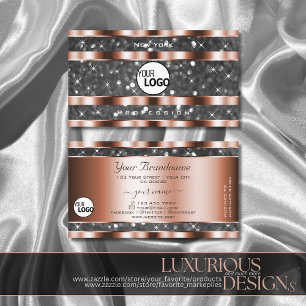 Leuchtende Rose Gold Silver Glitzer Stars hinzufüg Visitenkarte