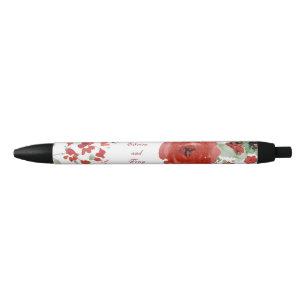 Leuchtende rote Watercolor-Rosen Kugelschreiber