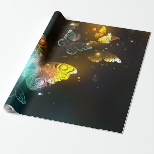 Leuchtende Schmetterlinge und Nachtfalter Geschenkpapier