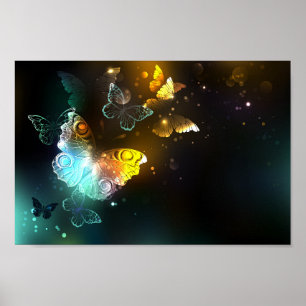 Leuchtende Schmetterlinge und Nachtfalter Poster