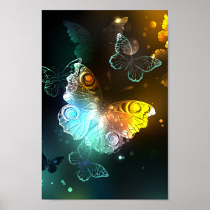 Leuchtende Schmetterlinge und Nachtfalter Poster