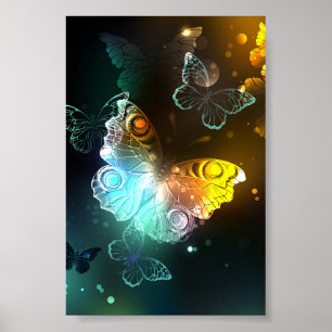 Leuchtende Schmetterlinge und Nachtfalter Poster
