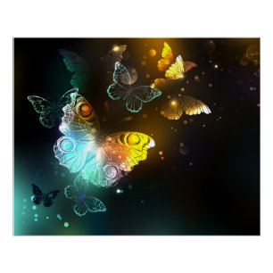 Leuchtende Schmetterlinge und Nachtfalter Poster