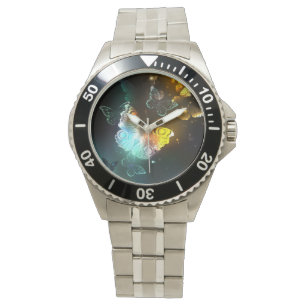 Leuchtende Schmetterlinge und Nachtschmetterlinge Armbanduhr