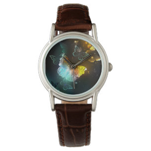 Leuchtende Schmetterlinge und Nachtschmetterlinge Armbanduhr