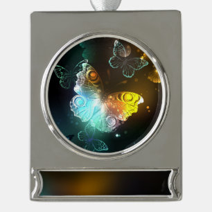 Leuchtende Schmetterlinge und Nachtschmetterlinge Banner-Ornament Silber