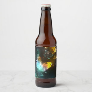 Leuchtende Schmetterlinge und Nachtschmetterlinge Bierflaschenetikett