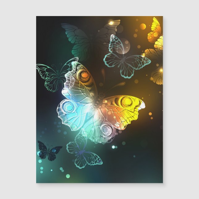 Leuchtende Schmetterlinge und Nachtschmetterlinge Magnetkarte (Vorderseite)