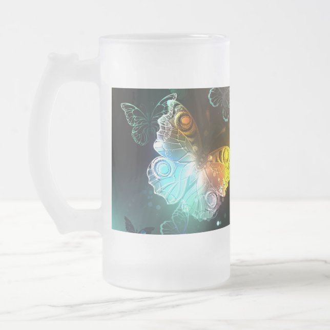 Leuchtende Schmetterlinge und Nachtschmetterlinge Mattglas Bierglas (Links)