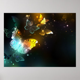 Leuchtende Schmetterlinge und Nachtschmetterlinge Poster