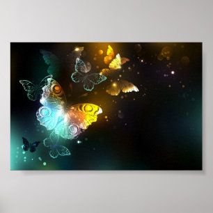 Leuchtende Schmetterlinge und Nachtschmetterlinge Poster
