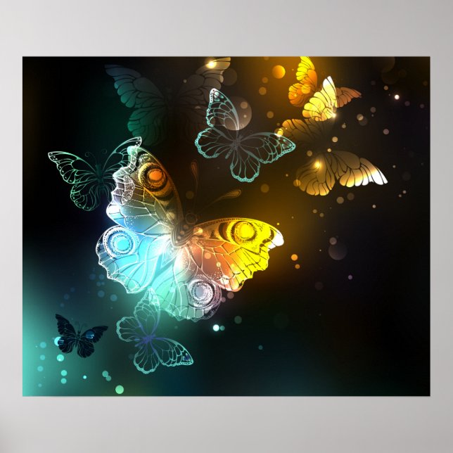 Leuchtende Schmetterlinge und Nachtschmetterlinge Poster (Vorne)