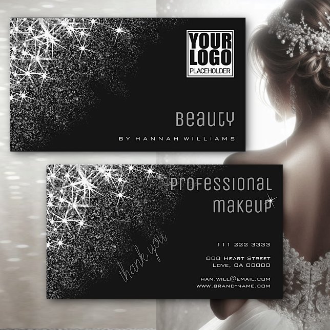 Leuchtende Silberstäbe Beruflich trendy Glitzern Visitenkarte (Von Creator hochgeladen)