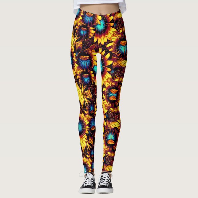 Leuchtende Sonnenblumen Leggings (Vorderseite)