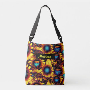 Leuchtende Sonnenblumen Tragetaschen Mit Langen Trägern