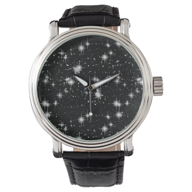 Leuchtende Sterne im Weltraum Armbanduhr (Vorderseite)