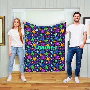 Leuchtende Sternmuster-Kinderausstattung Fleecedecke