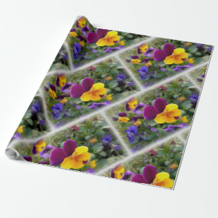 leuchtende Stiefmütterchen Geschenkpapier