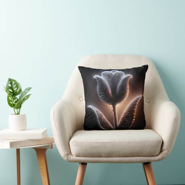 Leuchtende Tulip mit Regentropfen Kissen (Stuhl )