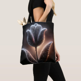 Leuchtende Tulip mit Regentropfen Tasche