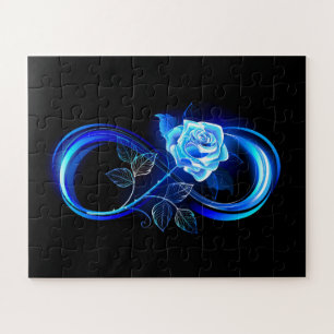 Leuchtende Unendlichkeit mit blauer Rose