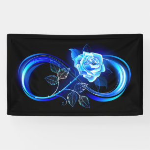 Leuchtende Unendlichkeit mit blauer Rose Banner