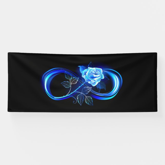 Leuchtende Unendlichkeit mit blauer Rose Banner (Horizontal)