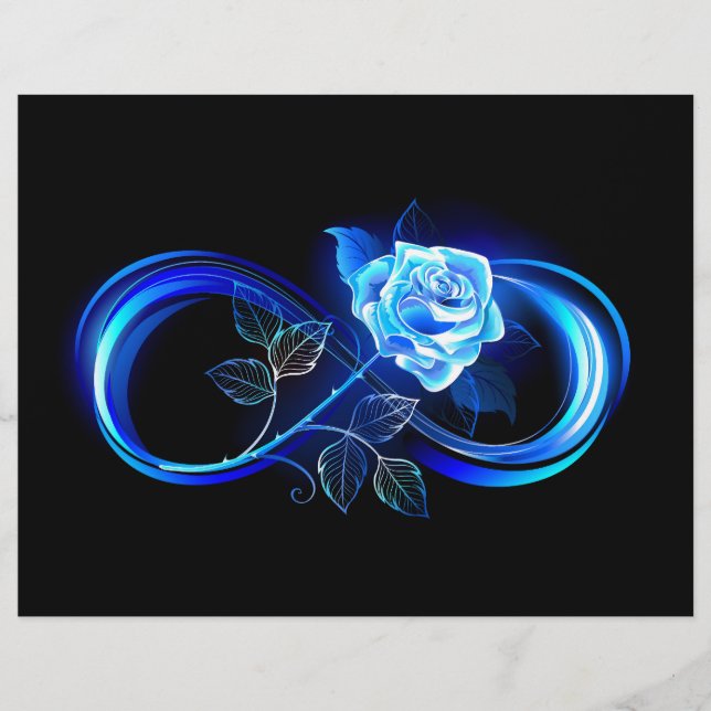 Leuchtende Unendlichkeit mit blauer Rose Briefbogen (Vorderseite)