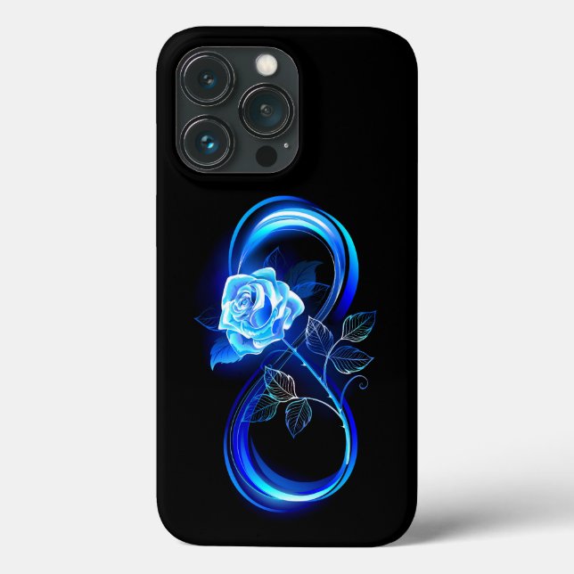 Leuchtende Unendlichkeit mit blauer Rose Case-Mate iPhone Hülle (Rückseite)