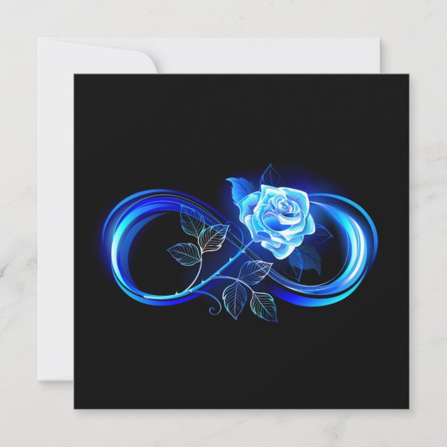 Leuchtende Unendlichkeit mit blauer Rose Dankeskarte (Vorderseite)