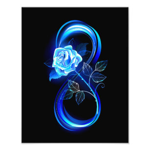 Leuchtende Unendlichkeit mit blauer Rose Fotodruck