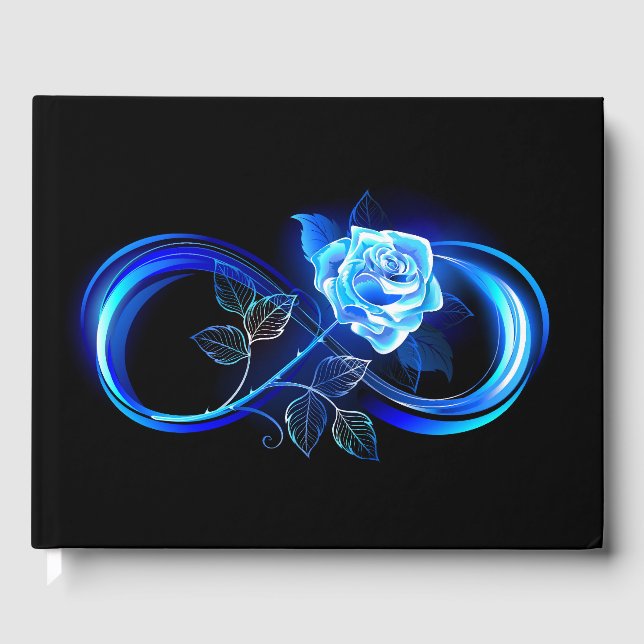 Leuchtende Unendlichkeit mit blauer Rose Gästebuch (Vorderseite)