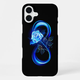 Leuchtende Unendlichkeit mit blauer Rose iPhone 16 Plus Hülle