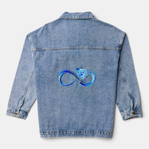 Leuchtende Unendlichkeit mit blauer Rose Jeansjacke