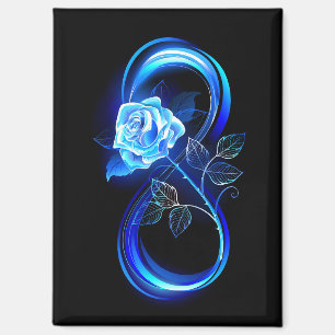Leuchtende Unendlichkeit mit blauer Rose Magnet