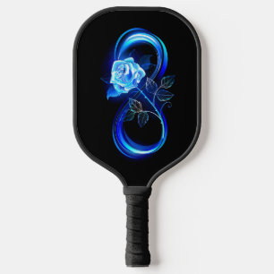 Leuchtende Unendlichkeit mit blauer Rose Pickleball Schläger