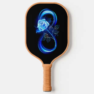 Leuchtende Unendlichkeit mit blauer Rose Pickleball Schläger
