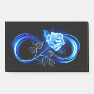 Leuchtende Unendlichkeit mit blauer Rose Post-it Klebezettel