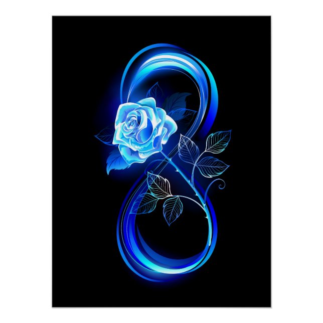 Leuchtende Unendlichkeit mit blauer Rose Poster (Vorderseite)