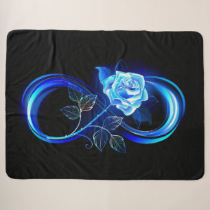 Leuchtende Unendlichkeit mit blauer Rose Sherpadecke