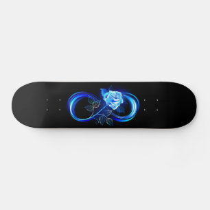 Leuchtende Unendlichkeit mit blauer Rose Skateboard