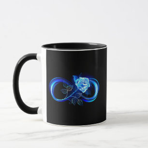 Leuchtende Unendlichkeit mit blauer Rose Tasse