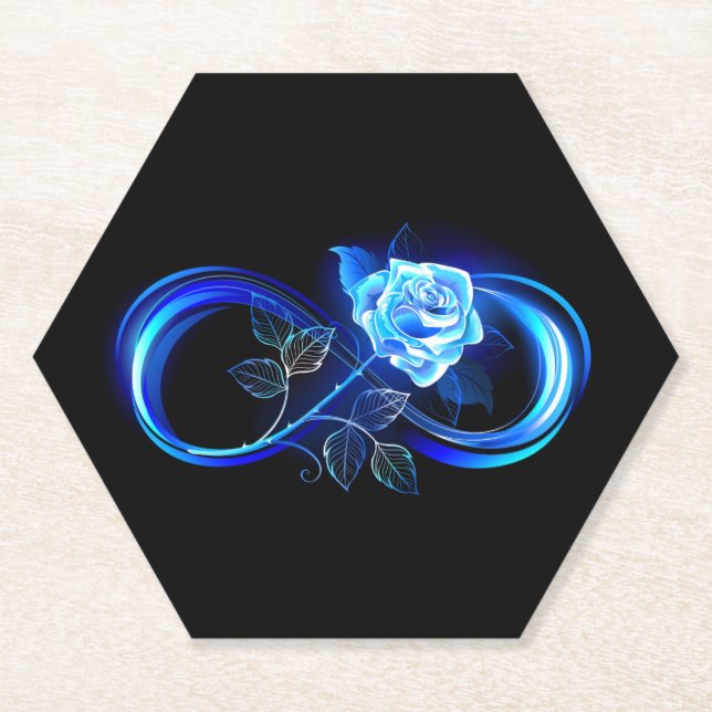 Leuchtende Unendlichkeit mit blauer Rose Untersetzer (Vorderseite)