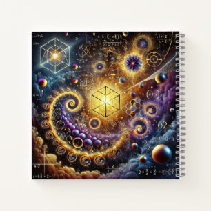 Leuchtende Würfel, Spiralen und Gleichungen Design Notizbuch
