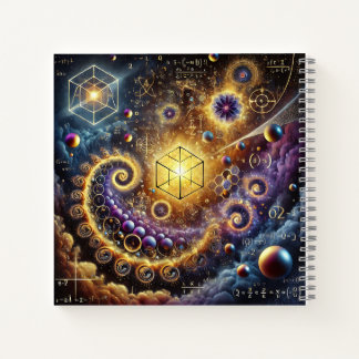 Leuchtende Würfel, Spiralen und Gleichungen Design Notizbuch