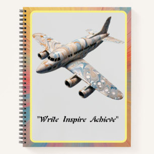 "Leuchtender Abheben: Das marmorierte Luftfahrzeug Notizbuch