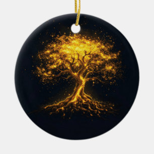 Leuchtender Baum des Lebens – Mystisch und Verzaub Keramik Ornament